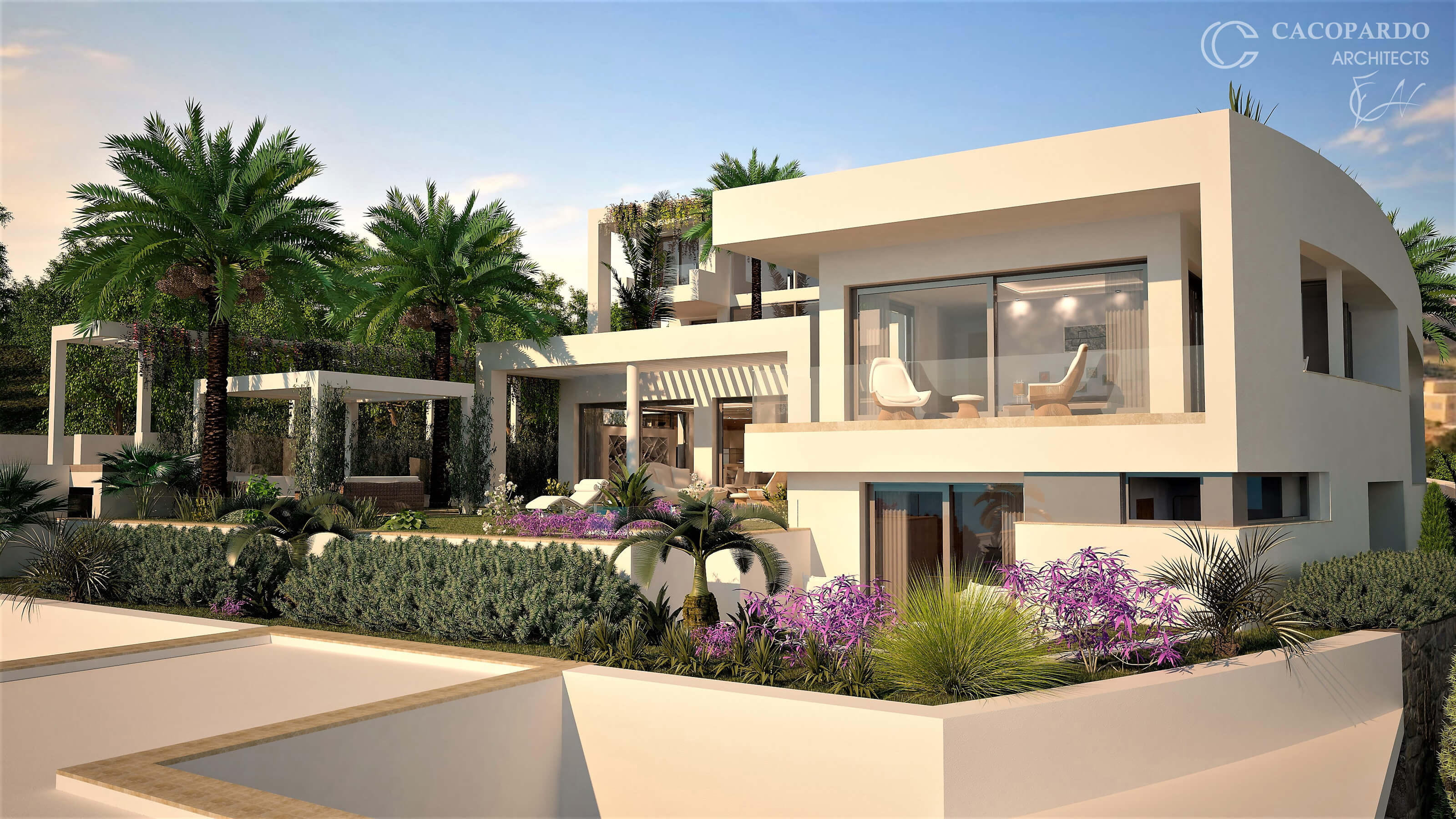 Vista del Jardín-Villa 2-Urbanización Monteromero, La Cala de Mijas-Costa del Sol Cual es el precio de una vivienda con un diseño sostenible y de alta eficiencia energética
